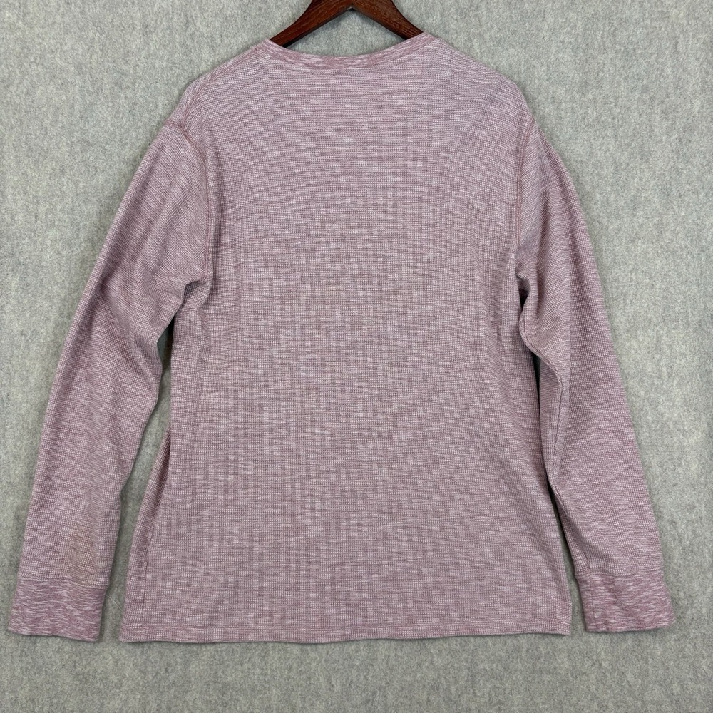 Vince Men's XL Henley Shirt Pink Marled Thermal Waffle Knit Cotton Blend - Picture 6 of 11